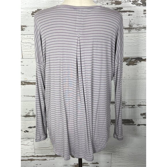 CABI Plum Tee in Pewter Stripe (Gray/Purple) Long Sleeve Sz S #4376 EUC - Picture 4 of 5